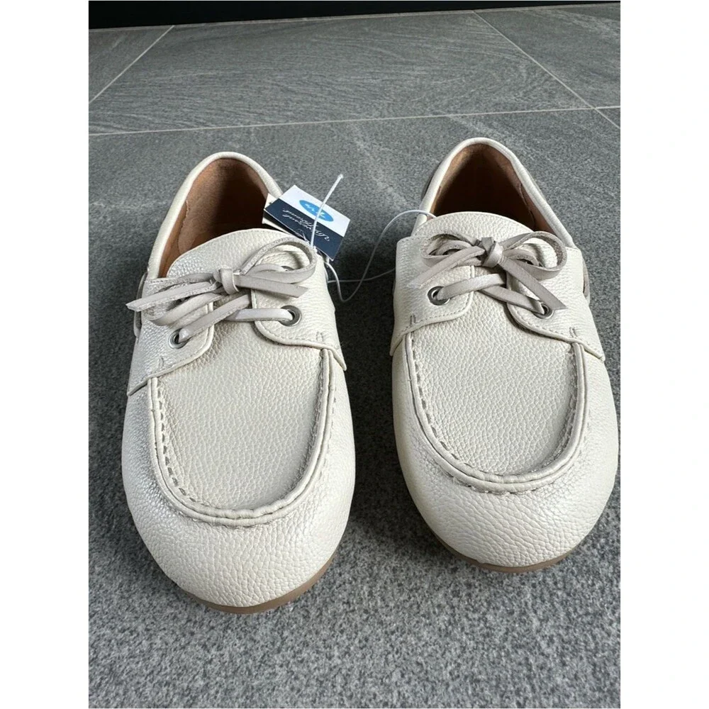 NWT Off-White Midge Boat Shoe Comfy Memory Foam Cream Ivory Flats Women's 7.5 - Picture 6 of 13